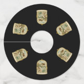 Goudwitte hondenkooien met een vogelwinterscène op wijnglaslabel (Voorkant)