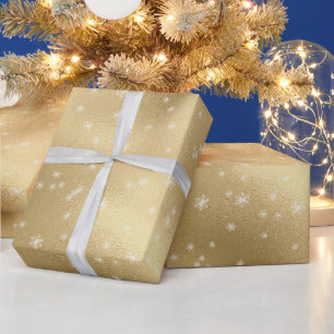 Goudwitte sneeuwvlokken cadeaupapier