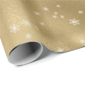 Goudwitte sneeuwvlokken cadeaupapier (Rol Hoek)