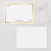 Goudwitte, stijlvolle monogrammen notitiekaartje (Voorkant / Achterkant)
