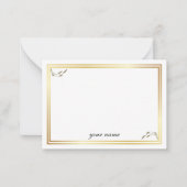 Goudwitte, stijlvolle monogrammen notitiekaartje (Voorkant)