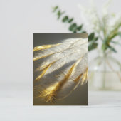 Goudwitte veren briefkaart (Staand voorkant)