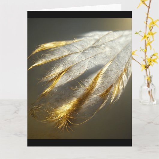 Goudwitte veren kaart (Gele Bloem)