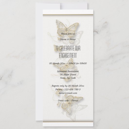 Goudwitte verloving trouwdag kaart (Achterkant)