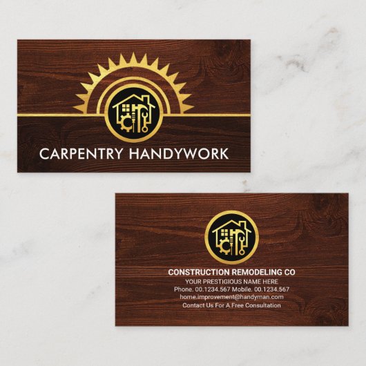 Goudzaag Handyman Gereedschap Visitekaartje (Voorkant / Achterkant)