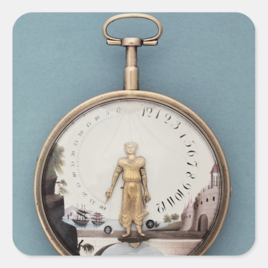 Goudzakhorloge met bras-en-l-air vierkante sticker (Voorkant)