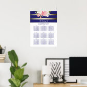 Goudzeemacht en witte Floral Wedding Seating Chart Poster (Thuiskantoor)