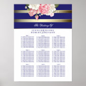 Goudzeemacht en witte Floral Wedding Seating Chart Poster (Voorkant)