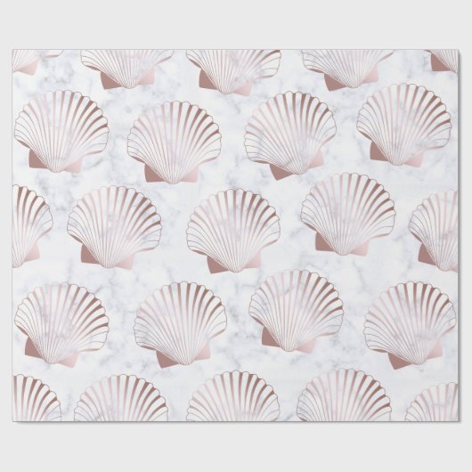 Goudzeemanspatroon van meisjes en witte marmer cadeaupapier (Vlak)