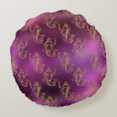 Goudzeemeerminnen op een Paarse achtergrond Rond Kussen (Achterkant)