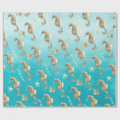 goudzeepaardjes onder het Caraïbisch diep blauw Ze Cadeaupapier (Vlak)