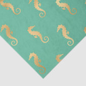 Goudzeepaardjes op de loszijde van Turquoise/Aquam Tissuepapier (Detail)