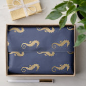 Goudzeepaardjes op donkerblauw/Paarse ontkoppeling Tissuepapier (Geschenk)