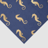 Goudzeepaardjes op donkerblauw/Paarse ontkoppeling Tissuepapier (Detail)