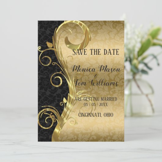 goudzeugen en dampen save the date (Staand voorkant)