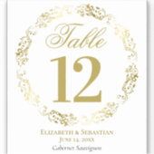 Goudzijde op wittwedstabel Wijnlabel Sticker (Voorkant)