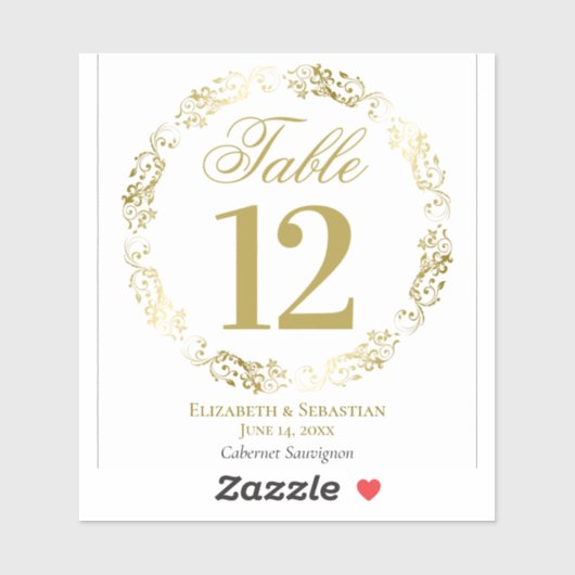 Goudzijde op wittwedstabel Wijnlabel Sticker (Vel)