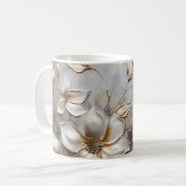 Goudzilveren bloemenelegantie ✨ koffiemok (Voorkant links)