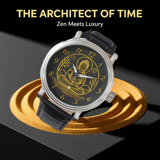 Goudzoekende Boeddha Zittend in Serene Meditatie Horloge (Creator heeft geüpload)