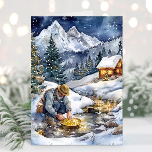 Goudzoeker Goudkoorts Kerstkaart Feestdagen Kaart
