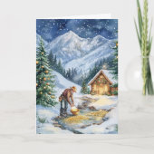 Goudzoeker Goudwinning Kerstkaart Feestdagen Kaart (Voorkant)