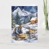 Goudzoeker Kerstkaart Goudkoorts Feestdagen Kaart (Voorkant)