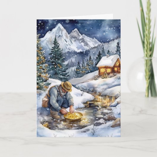 Goudzoeker Kerstkaart Goudkoorts Feestdagen Kaart (Voorkant)