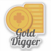 Goudzoeker St. Patrick's Day Gouden Munten Sticker (Voorkant)