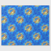 Goudzon op blauw water cadeaupapier (Vlak)