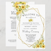 Goudzonnebloem Geometrische Rustische elegante bru (Voorkant / Achterkant)