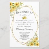 Goudzonnebloem Geometrische Rustische elegante bru (Voorkant)