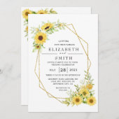 Goudzonnebloem Geometrische Rustische elegante bru Kaart (Voorkant / Achterkant)