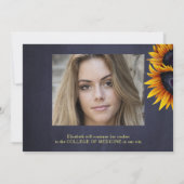 Goudzonnebloemen 2 foto's afstuderen aankondiging (Achterkant)