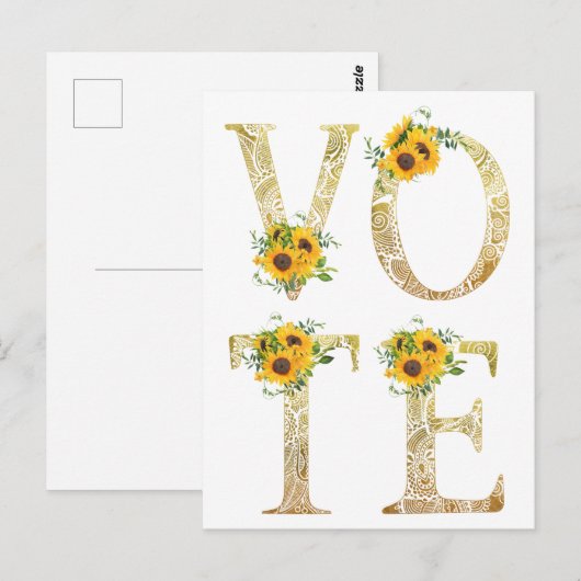 Goudzonnebloemen Briefkaart (Voorkant / Achterkant)