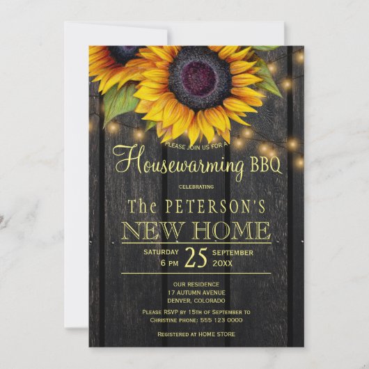 Goudzonnebloemen, schuur van hout kaart (Voorkant)