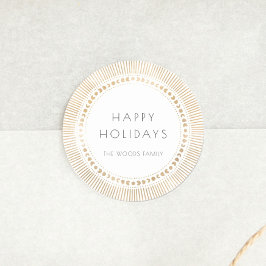 Goudzonnige lijst deco Prettige feestdagen Ronde Sticker
