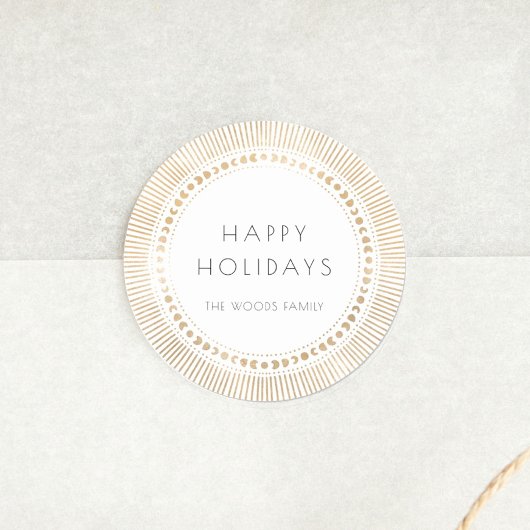 Goudzonnige lijst deco Prettige feestdagen Ronde Sticker