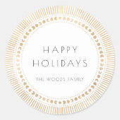 Goudzonnige lijst deco Prettige feestdagen Ronde Sticker (Voorkant)