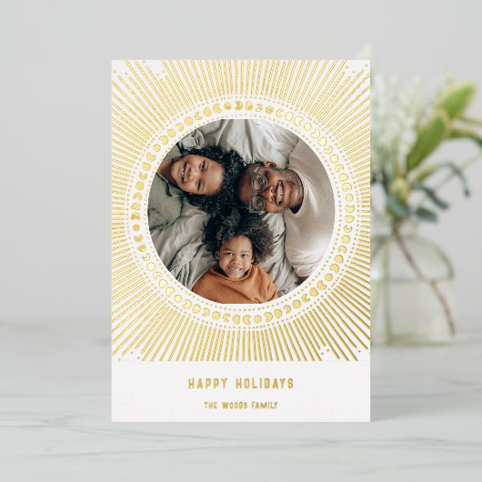 Goudzonsonderste lijst decoder folie feestdagenkaart (Staand Voorkant)