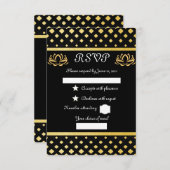 Goudzwart RSVP Kaartje (Voorkant / Achterkant)