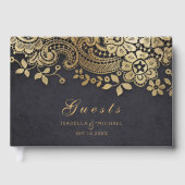 Goudzwarte elegante bruinkoolbriketten gastenboek (Voorkant)