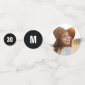 Goudzwarte foto 30e verjaardag modern partijdecor confetti (Voorkanten)