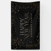 Goudzwarte glitter elegant nieuwjaarster spandoek (Verticaal)