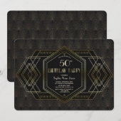  goudzwarte Grote Gatsby Birthday Party Kaart (Voorkant / Achterkant)