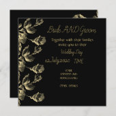 Goudzwarte moderne elegante bruiloft kaart (Voorkant / Achterkant)