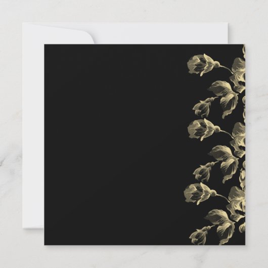 Goudzwarte moderne elegante bruiloft kaart (Achterkant)