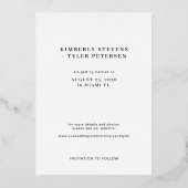 Goudzwarte moderne fotobruiloft met behoud van dat folie uitnodiging (Achterkant)