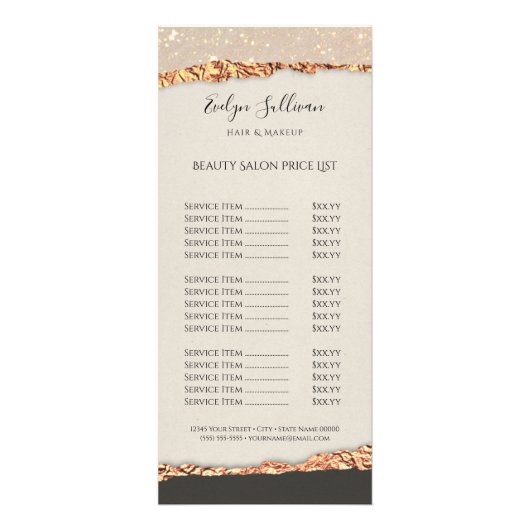 Goudzwarte papierprijslijst reclamekaart (Voorkant)