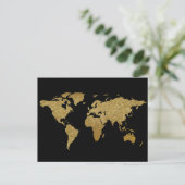 goudzwarte wereldkaart briefkaart (Staand voorkant)