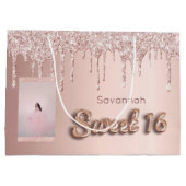 Goudzweet 16 roos glitter, aangepast fotoroze 16e groot cadeauzakje (Achterkant)